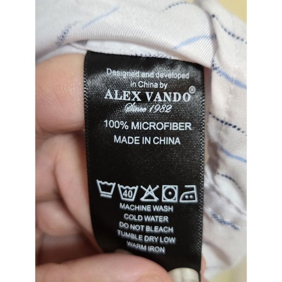 Alex Vando Shirt Mens Large White Blue Print Long Sleeve Button Front Casual - Picture 5 of 7